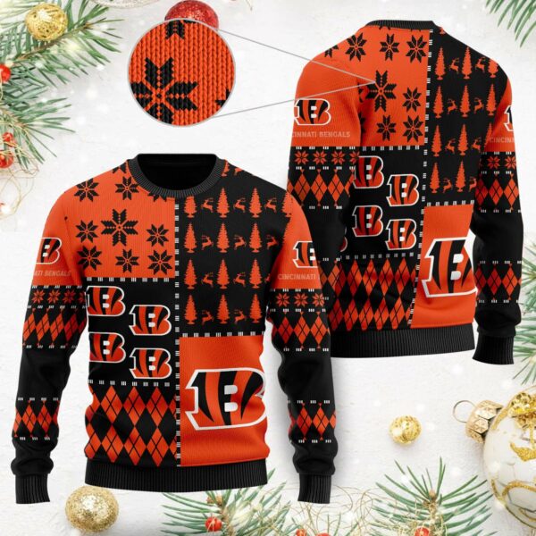 Cincinnati Bengals NFL Seamless Christmas Pattern Ugly Sweater Cincinnati Bengals Ugly Sweater