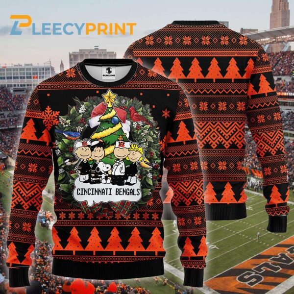 Cincinnati Bengals Snoopy Dog Charlie Brown Christmas Ugly Sweater Bengals Christmas Sweater