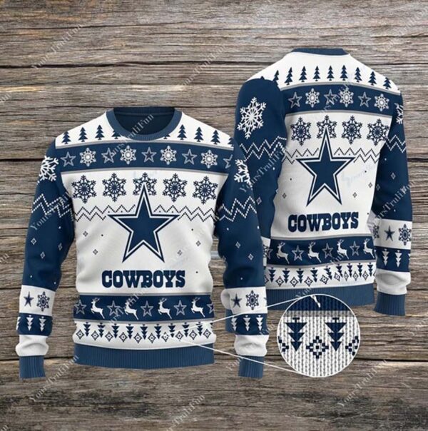Cowboys Football Team White Ugly Christmas Sweater Dallas Cowboys Ugly Sweater