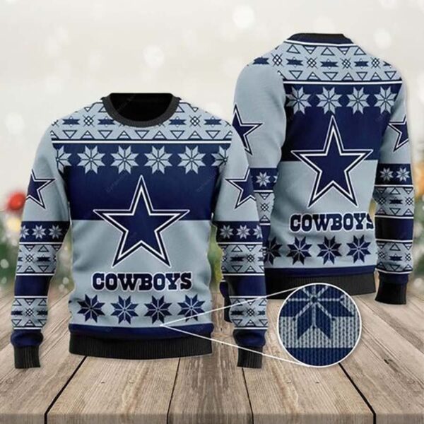 Cowboys Snowflakes Ugly Christmas Sweater Dallas Cowboys Christmas Sweater
