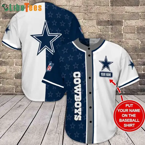 Dallas Cowboys Baseball Jersey Personalized Navy Blue And White Dallas Cowboys gift