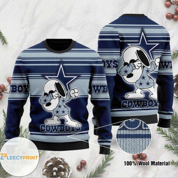 Dallas Cowboys Dabbing Snoopy Ugly Christmas Sweater Holiday Cowboys Ugly Christmas Sweater