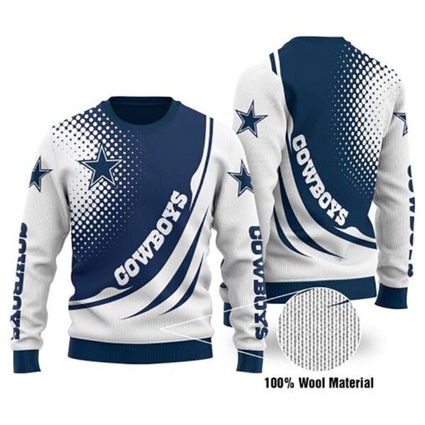 Dallas Cowboys Dot Scratch Sweater All Over Print Gift For NFL Fan Cowboys Ugly Sweater