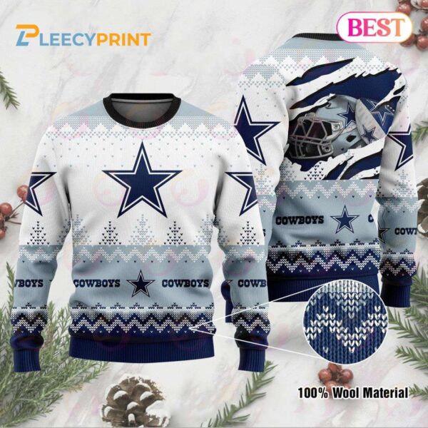 Dallas Cowboys Dream In Heart Custom Ugly Christmas Sweater Dallas Cowboys Ugly Christmas Sweater