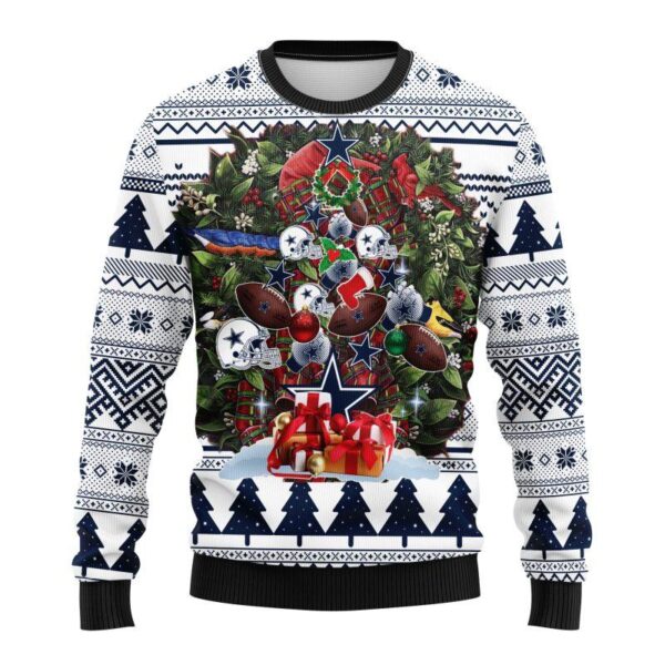 Dallas Cowboys Football Pine Tree Ugly Christmas Sweater Dallas Cowboys Ugly Christmas Sweater