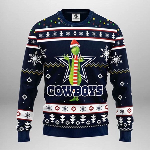 Dallas Cowboys Funny Grinch NFL Christmas Ugly Sweater Dallas Cowboys Ugly Sweater