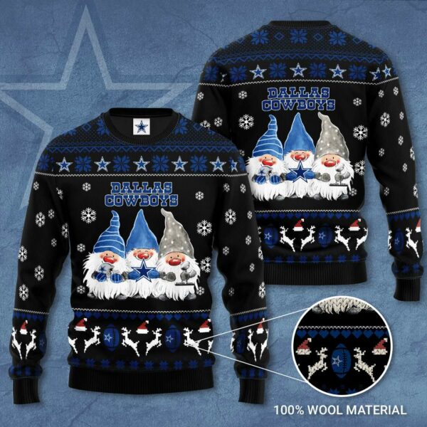Dallas Cowboys Gnome de Noel Ugly Christmas Sweater Dallas Cowboys Ugly Sweater