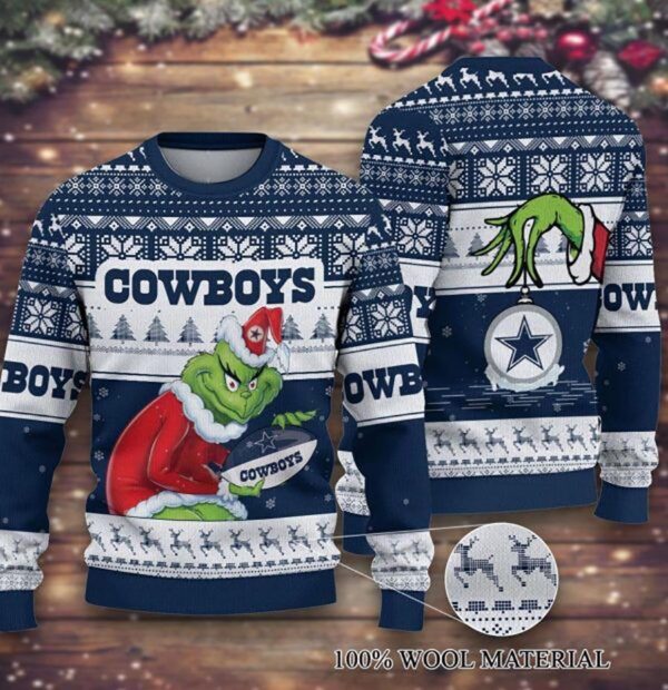 Dallas Cowboys Grinch Stolen Ugly Christmas Sweater Football Fan Dallas Cowboys Christmas Sweater