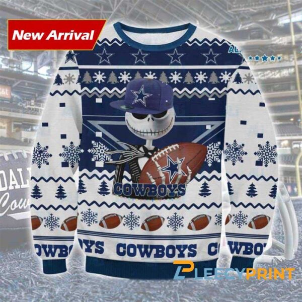 Dallas Cowboys Jack Skellington Ugly Christmas Sweater Cowboys Ugly Christmas Sweater