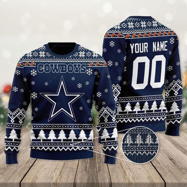 Dallas Cowboys Personalized Ugly Sweater NFL Dallas Cowboys Snowflake Christmas Sweater