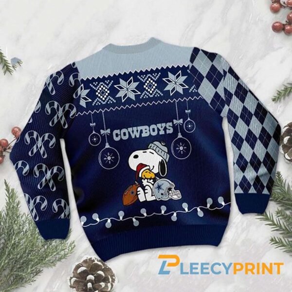 Dallas Cowboys Snoopy Christmas Candy Light Up Ugly Christmas Sweater Cowboys Ugly Christmas Sweater
