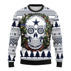 Dallas Cowboys Sugar Skull Flower NFL Ugly Christmas Ugly Sweater