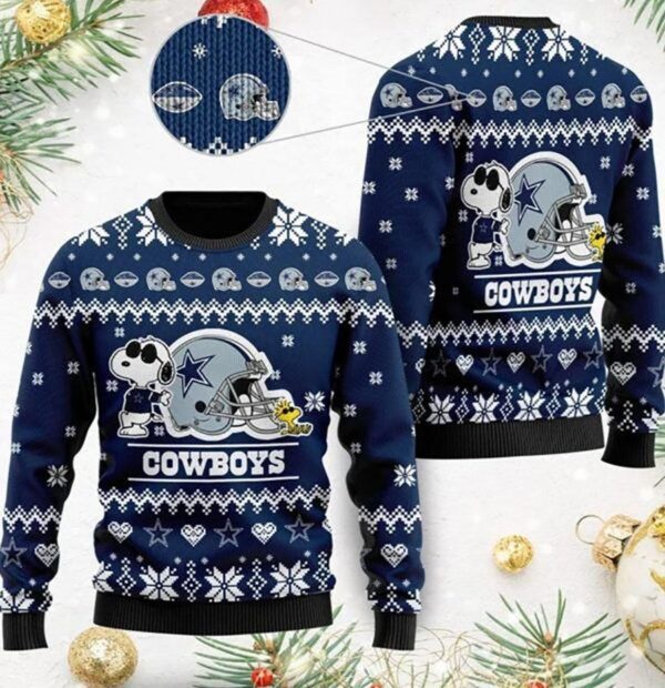 Dallas Cowboys The Snoopy Show Football Helmet NFL Christmas Sweater Dallas Cowboys Christmas Sweater