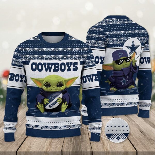 Dallas Cowboys Ugly Sweater Cool Baby Yoda Ugly Christmas Sweater