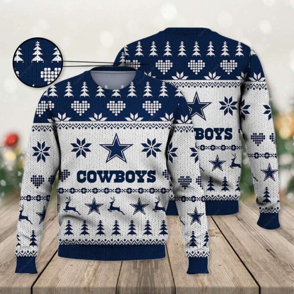 Dallas Cowboys Ugly Sweater Vintage Cowboys White Ugly Christmas Sweater