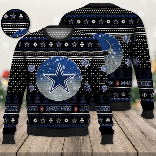 Dallas Cowboys Ugly Sweater Vintage Night Cowboys Black Ugly Christmas Sweater