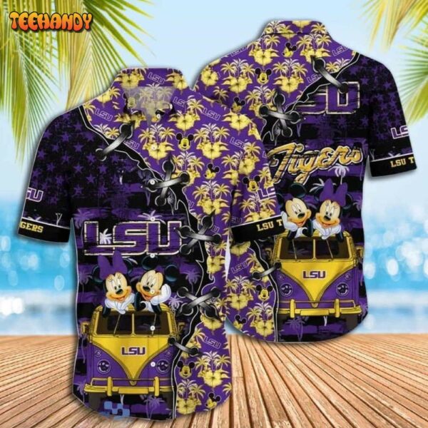 Disney Mickey Mouse LSU Tigers NCAA Hawaiian Shirt for fan