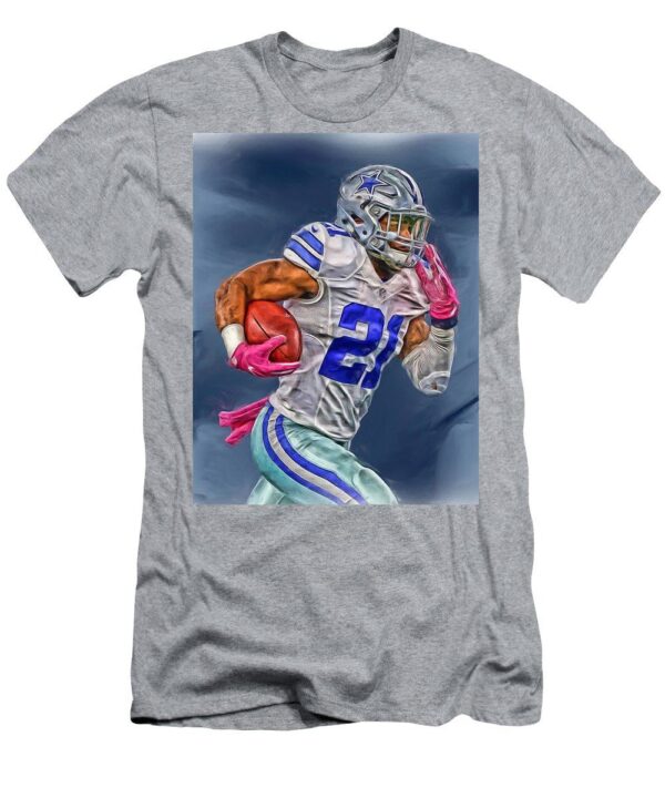 Ezekiel Elliott Dallas Cowboys Oil Painting 1 Joe Hamilton t-shirt