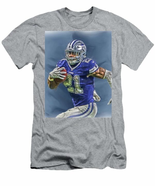 Ezekiel Elliott Dallas Cowboys Oil Painting 2 Joe Hamilton t-shirt