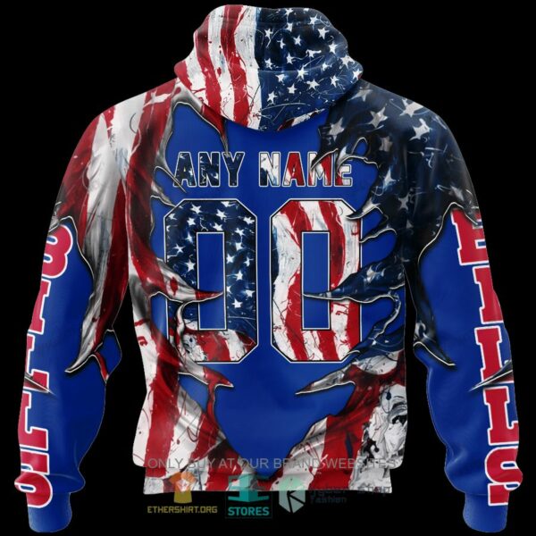 HOT TREND Buffalo Bills nfl Evil Demon US Flag Custom name 3D hoodie for fan