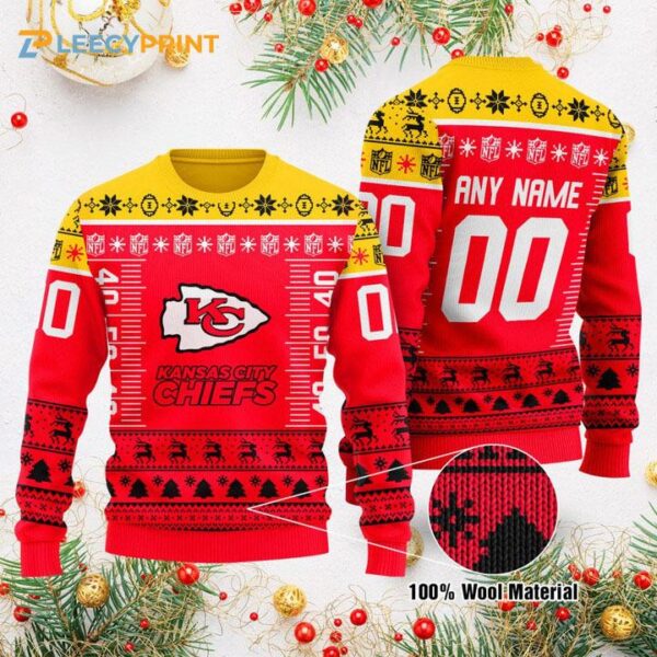 Kansas City Chiefs Custom Name Number Red Ugly Sweater KC Chiefs Ugly Christmas Sweater