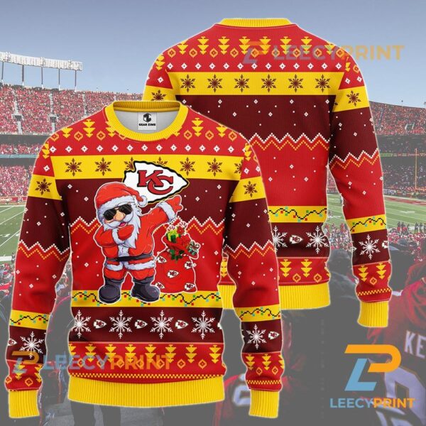 Kansas City Chiefs Dabbing Santa Claus Christmas Ugly Sweater