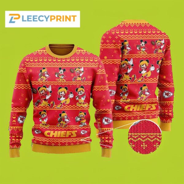 Kansas City Chiefs Mickey Mouse Player Christmas Sweater