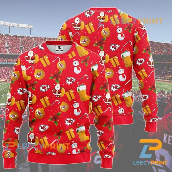 Kansas City Chiefs Santa Claus Snowman Christmas Sweater