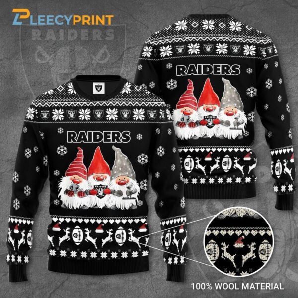 Las Vegas Raiders Gnome De Noel Black Christmas Sweater