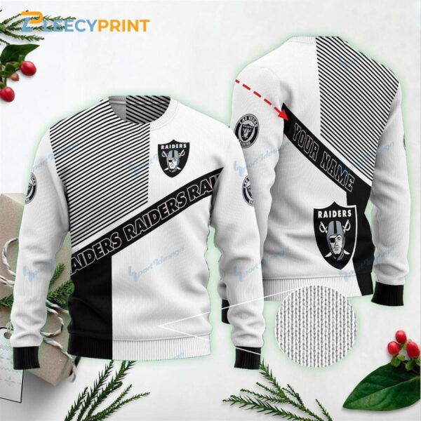 Las Vegas Raiders Personalized White Christmas Sweater