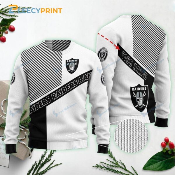 Las Vegas Raiders Personalized White Christmas Sweater