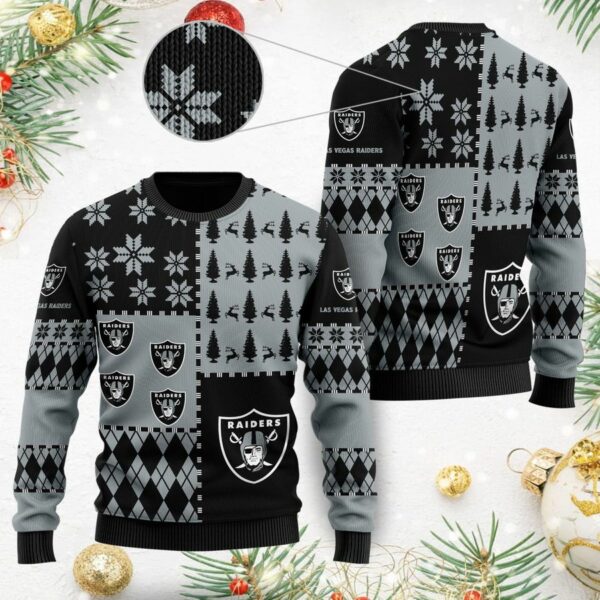 Las Vegas Raiders Ugly Christmas Sweater Raiders Black Christmas Sweater