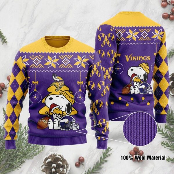 Minnesota Vikings Funny Charlie Brown Peanuts Snoopy Ugly Christmas Sweater