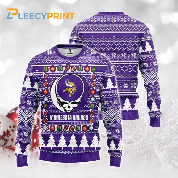 Minnesota Vikings Grateful Dead NFL Ugly Fleece Sweater