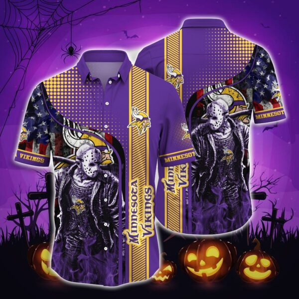 Minnesota Vikings Hawaiian Shirt Halloween Aloha Shirt NFL Hawaiian Shirt