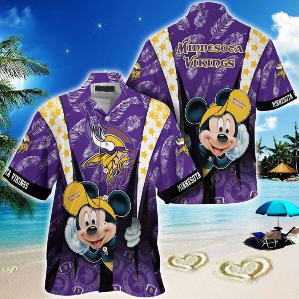 Minnesota Vikings Logo Mickey Mouse Disney Hawaiian Shirt NFL Hawaiian Shirt