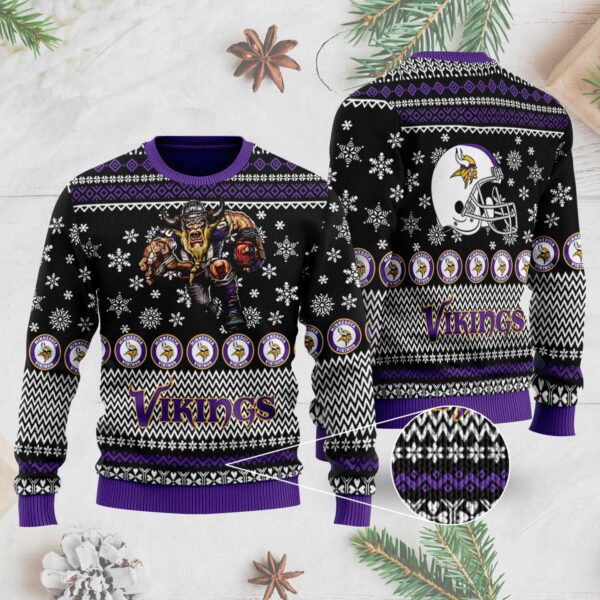 Minnesota Vikings Mascot Football Helmet Ugly Christmas Sweater