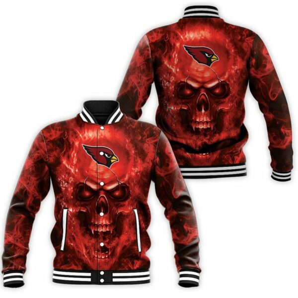 NFL Arizona Cardinals Skull Red Baseball Jacket