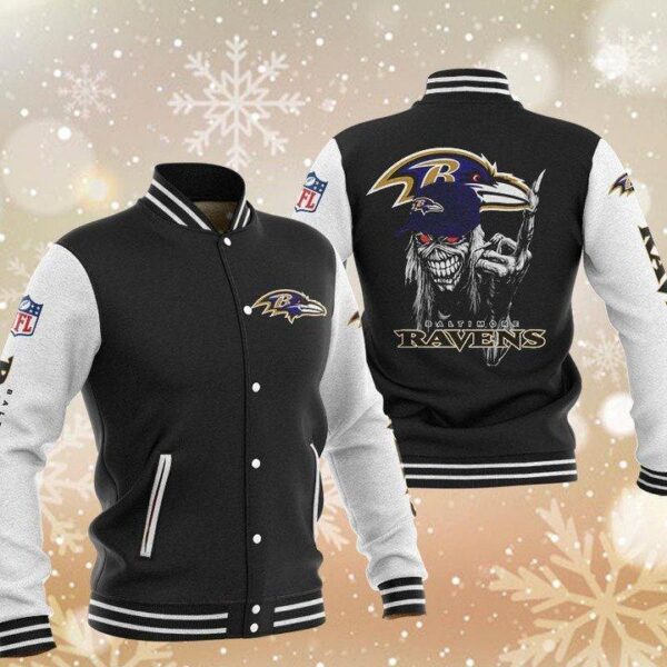 NFL Baltimore Ravens Black Iron Maiden Baseball Jacket