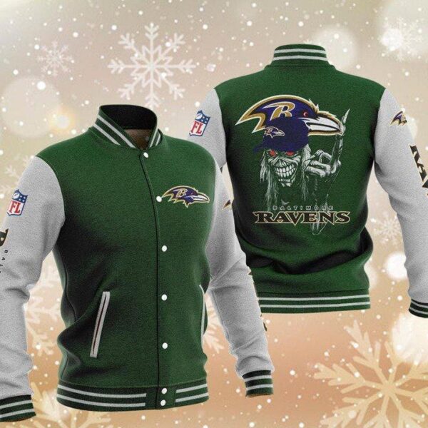 NFL Baltimore Ravens Green Iron Maiden Baseball Jacket