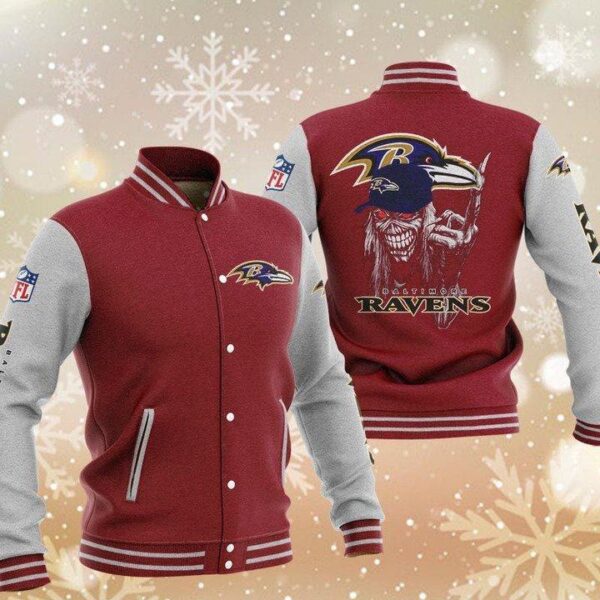 NFL Baltimore Ravens Red Iron Maiden Baseball Jacket