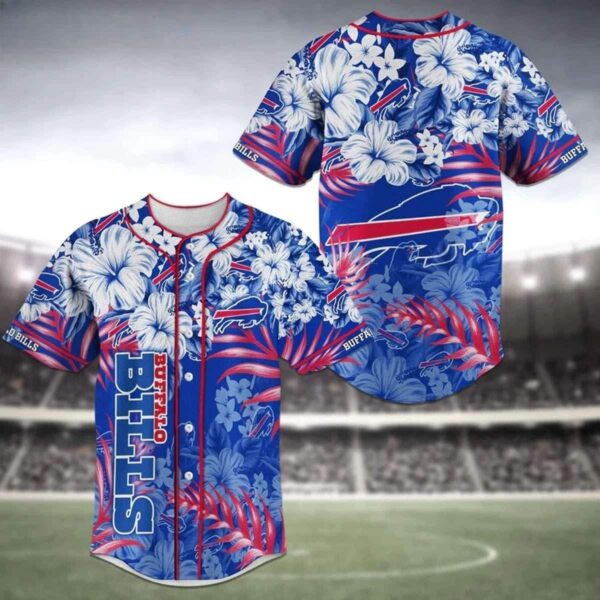 NFL Buffalo Bills Baseball Jersey Hibiscus Flower Pattern custom for fan