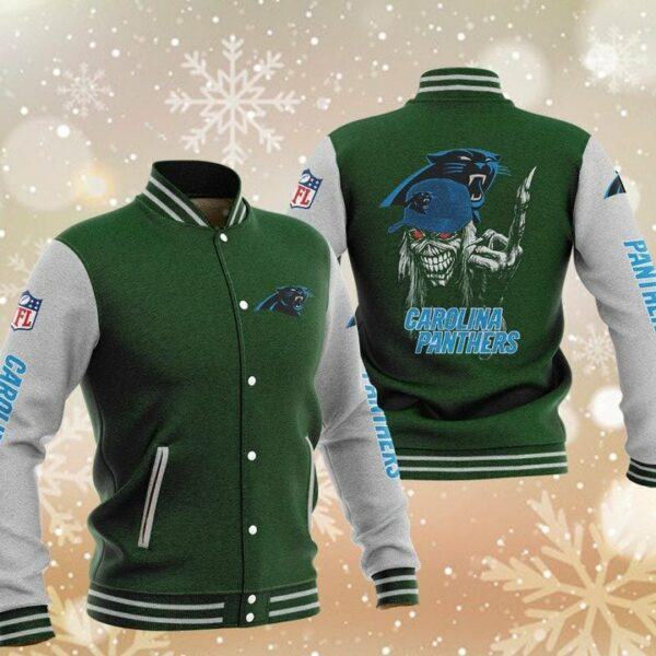 NFL Carolina Panthers Green Iron Maiden Baseball Jacket