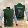 NFL Carolina Panthers Green Skull Baseball Jacket NFL Carolina Panthers Green Skull Baseball Jacket
