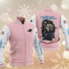 NFL Carolina Panthers Pink Skull Baseball Jacket NFL Carolina Panthers Pink Skull Baseball Jacket