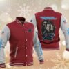 NFL Carolina Panthers Red Skull Baseball Jacket NFL Carolina Panthers Red Skull Baseball Jacket
