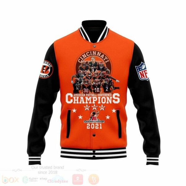 NFL Cincinnati Bengals Black Orange Champions 2021 Baseball Jacket 2