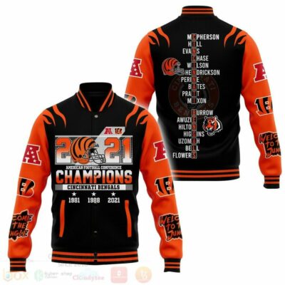 NFL Cincinnati Bengals Black Orange Champions Baseball Jacket_1