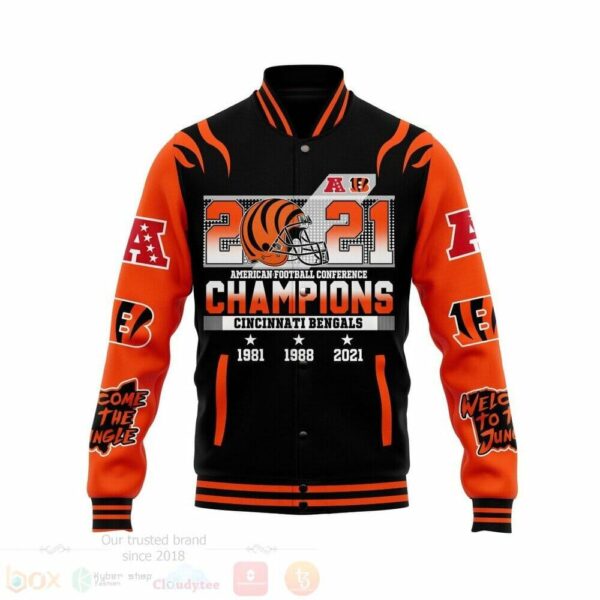 NFL Cincinnati Bengals Black Orange Champions Baseball Jacket 2