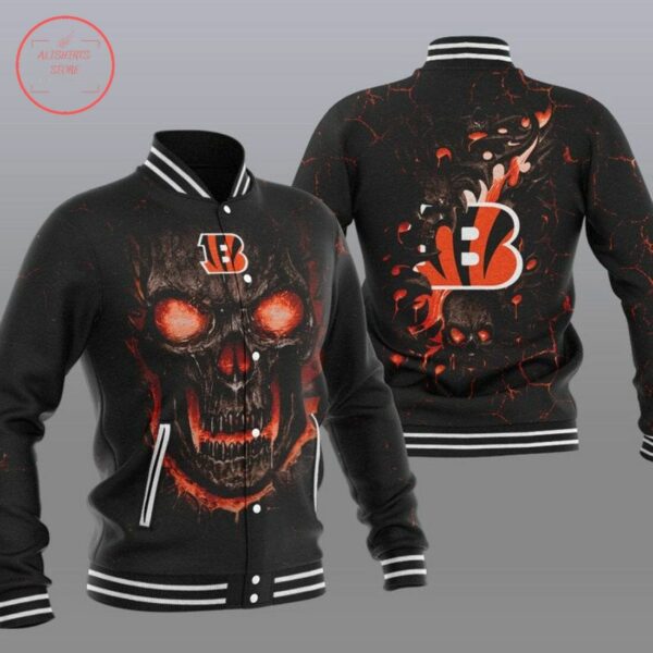 NFL Cincinnati Bengals Black Skull Baseball Jacket